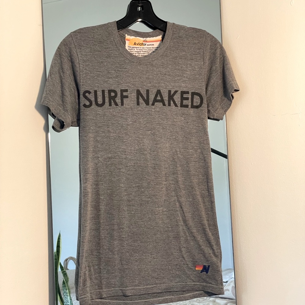 Aviator Nation gray ‘Surf Naked’ T-shirt size xsmall